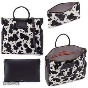 NWT Hobo Sheila Genuine Calf Hair Convertible Satchel & Matching Take Pouch